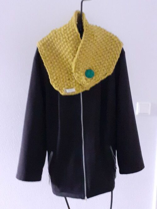 Schal Mojo 03- senffarbend- originell-- handgestrickt